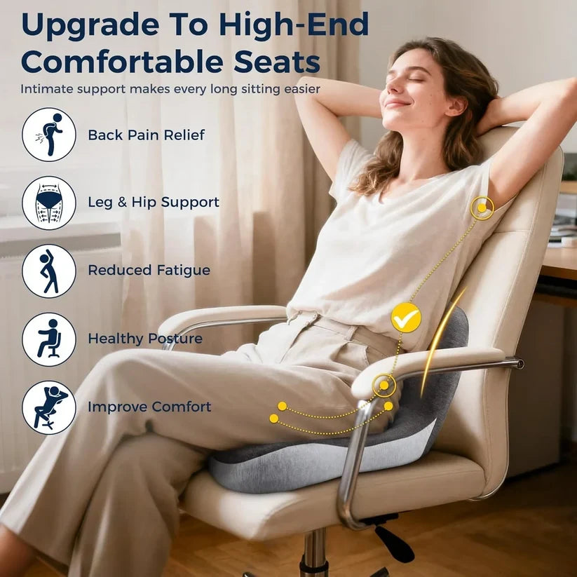 Ergonomic Orthopedic Memory Foam Lumbar Support Seat Cushion